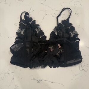 Victoria's Secret Black Floral Lace Bralette